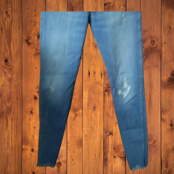 Madewell 9” High Rise Skinny Women’s Size 27 Blue Raw Hem Denim Jeans Distressed - Picture 3 of 4